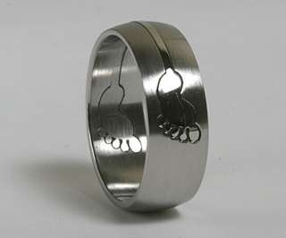 Mens Women 316L Stainless Steel Foot Puzzle Rings Bands  