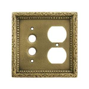   Push Button / Duplex Combination Switch Plate In Antique By Hand: Home