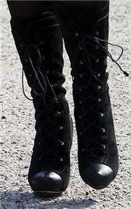 AUTH L.A.M.B. Gwen Stefani $525 Prudence Suede Leather Platform Boots 