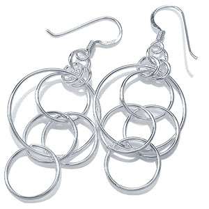 Multi O Hoop 925 Sterling Silver Dangle Earrings b31  