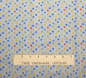 SSI Blue Polka Dot Orange Green Cotton Fabric 1.55Yds  