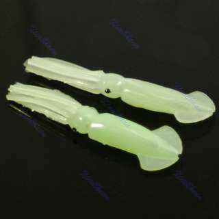 Pair 80mm 4g Noctilucent Soft Squid Sleeve Fish Fishing Lure Tackle 