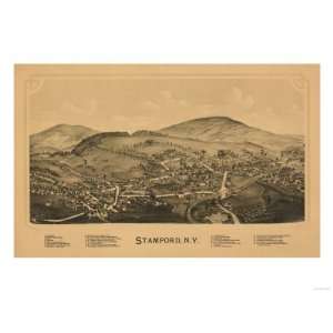  Stamford, New York   Panoramic Map Premium Poster Print 