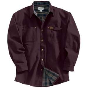 Men Carhartt Shirt Jacket Flannel Lined Burgundy Port  
