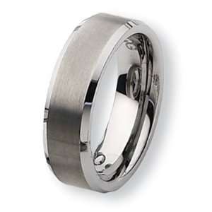 Chisel Beveled Edge Brushed and Polished Tungsten Ring (7.0 mm)   Size 
