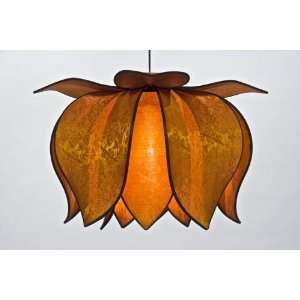  16 Silk Hanging Lamp   Blooming Lotus   Sun Orange
