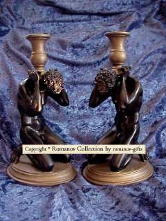 Pair of Male French Art Deco style Statue CANDLESTICKS  