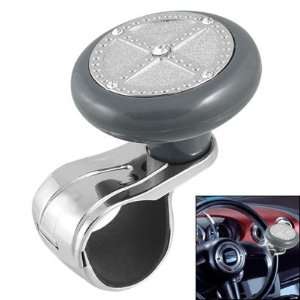 Amico Car Cross Pattern Steering Wheel Spinner Knob Handle Silver Tone 
