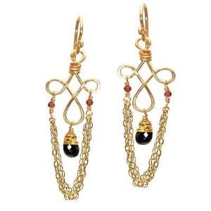  Calico Juno 14k Gold Filled Black Spinel Dangle Earrings Jewelry