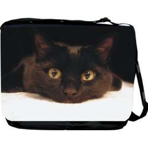 : Rikki KnightTM Black Cat vibrant photo Design Messenger Bag   Book 