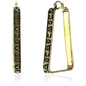   Noel Egyptian Symbols Trapezoid Shaped Gold Plated Earrings Jewelry