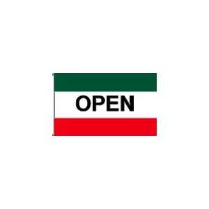  Nylon Horizontal Message Flag, 3 x 5, Open, Green 