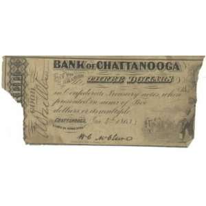  Tennessee Bank of Chattanooga 1863 3 Dollars, TN 10 G44c 