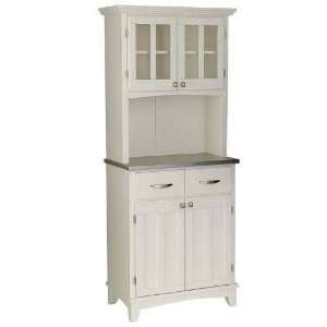  White/Stainless Steel Server With Hutch