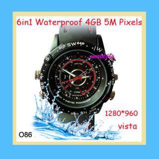 6in1 Waterproof 4GB 5M Pixels HD Spy Watch Camera DVR  