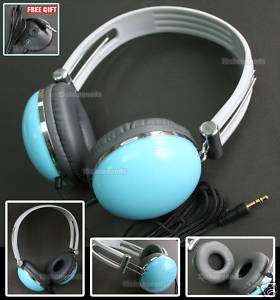 Blue DJ Earphone Headphone for Nano shuffle Sony w Mic  