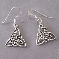 Celtic Triangle Knot Sterling Silver Dangle Earrings