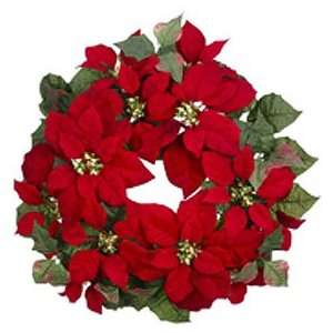  20 Red Velvet Poinsettia Flower Christmas Wreath: Home 