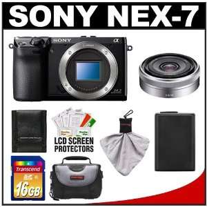  Sony Alpha NEX 7 Digital Camera Body (Black) with E 16mm f/2 
