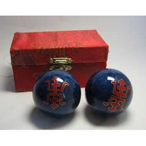   Blue Large Metal Balls Hands Exercise Chinese Symbols: Everything Else