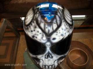   Painted Airbrushed Skull w/ True Fire Z1R Any size Helmet  
