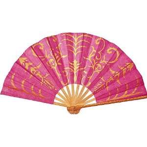   Fuchsia Pink Gilded SAA Paper Hand Fan (henna motif): Home & Kitchen