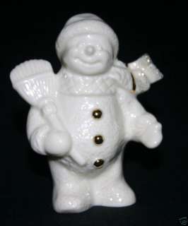 Lenox China Snowman & Broom Christmas Figurine CUTE  