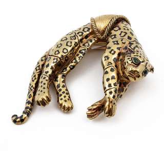 David Webb 18k Gold Pin Vintage Cheetah. Reticulated. Rare & Genuine 