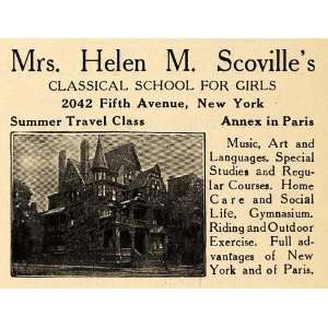  1908 Ad Mrs. Helen M. Scovilles Classical Girls School 
