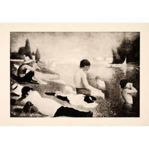  1936 Photolithograph Georges Seurat Bathers Swim Clean 