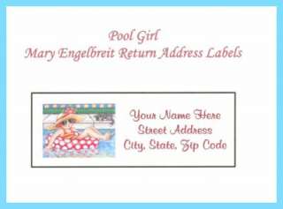 Pool Girl Return Address Labels Mary Engelbreit Theme  