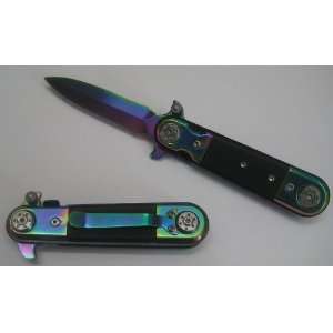   Closed Spring Assist Knife W/ Multi Color Blade: Everything Else
