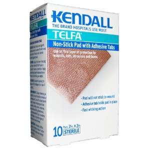  Kendall Telfa Non stick Pad with Adhesive Tabs 2x3 10 Ea 