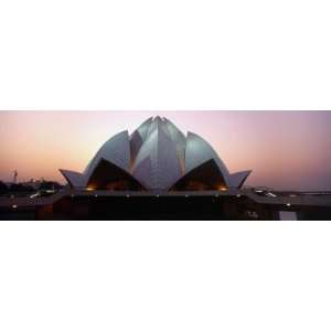 Temple Lit Up at Dusk, Lotus Temple, Delhi, India by Panoramic Images 