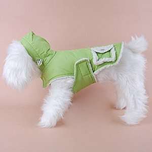  Dog Puppy Warm Hoodie Sleeveless Coat Vest Clothes Apparel Green(S
