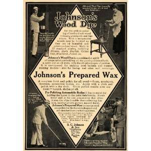  1914 Ad S. C. Johnsons Wood Dye Prepared Wax Cars 