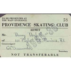    1935 36 Providence Skating Club Season Pass 