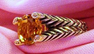 ss 925,14k gold town & country round citrine ring 7  