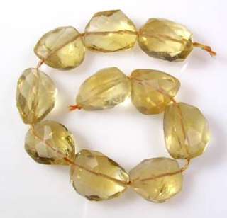 10 NATURAL GOLDEN CITRINE GEMSTONE FACETED TUMBLE NUGGET BEADS E22 