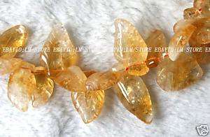 ci32 20x28mm Natural Citrine Carved Leaves Beads 16  