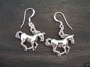 HORSE Dangle Earrings STERLING silver post Pony Mustang  