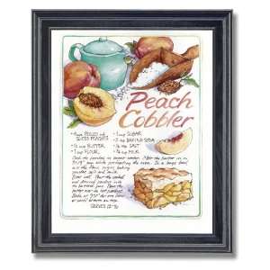 Recipe Homemade Peach Cobbler Kitchen Home Decor Wall Picture Framed 