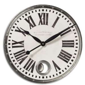   Cream White Silver Wall Clock Pendulum:  Home & Kitchen