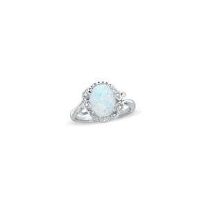  ZALES Oval Simulated Opal and Diamond Accent Frame Ring in 