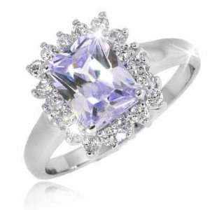    Sterling Silver Lavender and Simulated Diamond CZ Ring Jewelry
