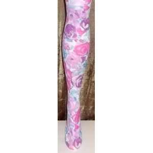 Womens Opaque Crazy Footed Tights Floral Pattern (Pink/multi Color 