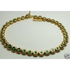 Colombian Emeralds 3.70 Cts Tennis Bracelet 18k Gold