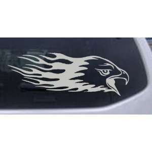 Silver 32in X 11.3in    Flaming Eagle Head Car Window Wall 