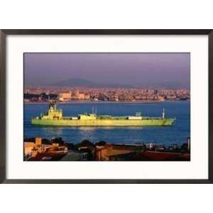 Oil Tanker at Golden Horn on Bosphorous, Istanbul, Turkey Framed 