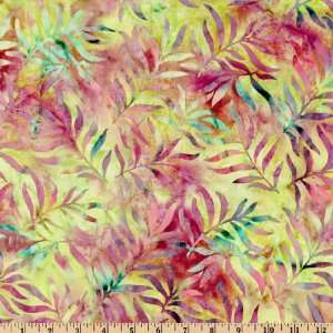  43 Wide Batik Silk Flowers Fronds Grape Lime Fabric By 